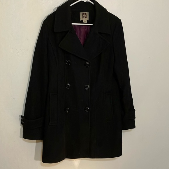 Anne Klein wool pea coat classic Boston double brested preppy wool coat - Picture 1 of 7